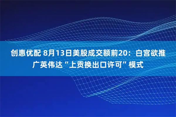 创惠优配 8月13日美股成交额前20：白宫欲推广英伟达“上贡换出口许可”模式